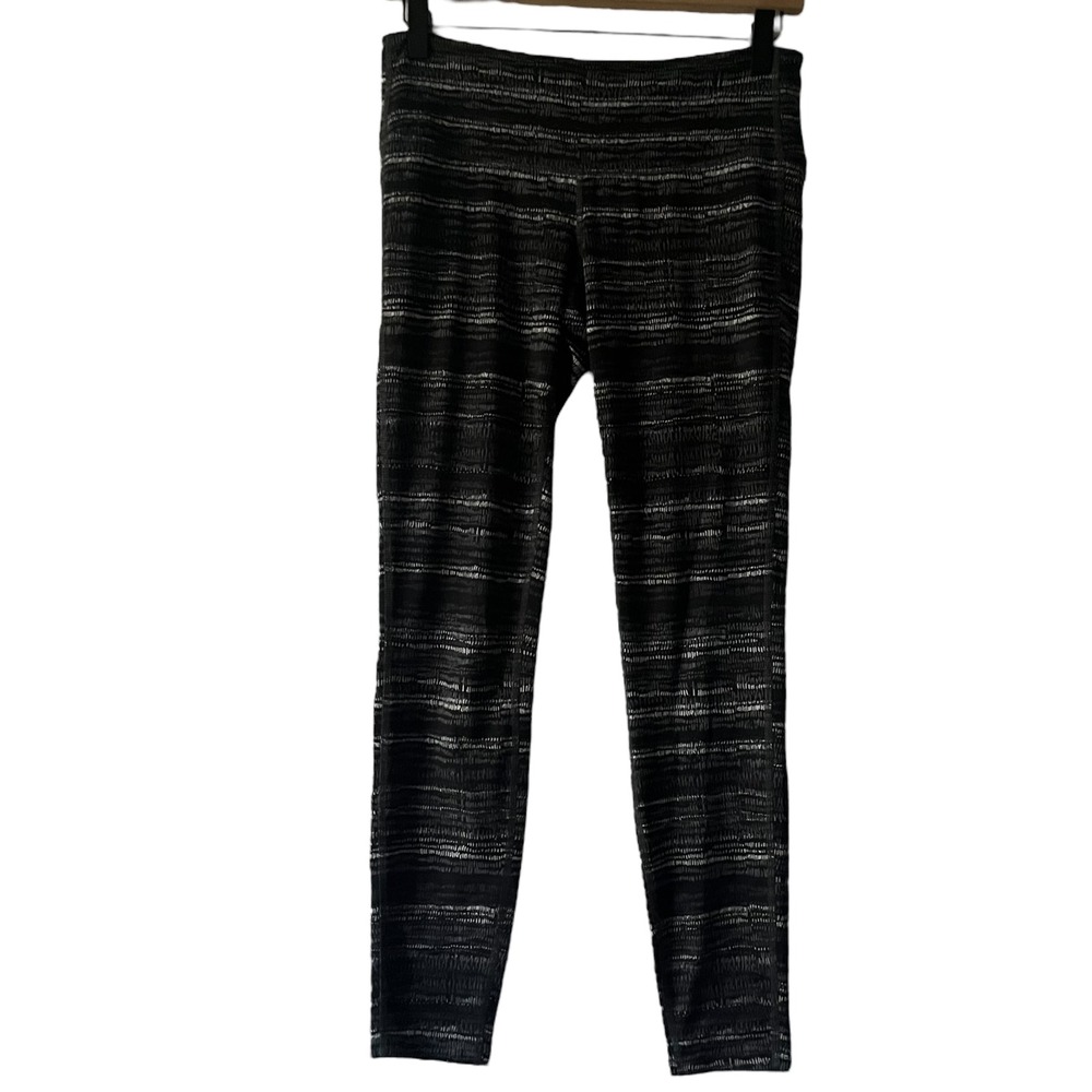 Athleta Black White Stripe Print Athleisure Leggings Pants‎ Womens Size SP